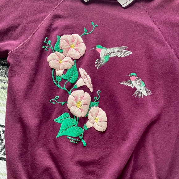 Vintage 90s hummingbird sweatshirt with collar - Picture 4 of 7